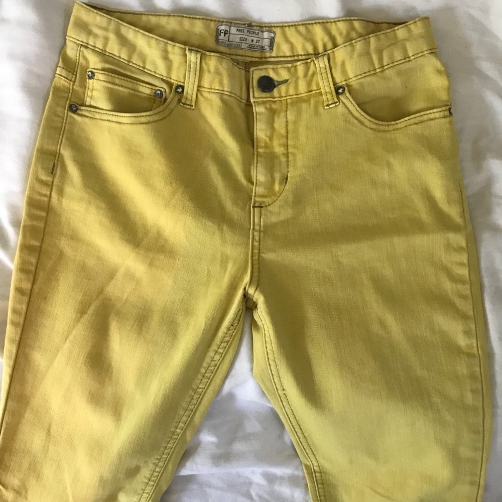 Free People Yellow High Waisted Jeans